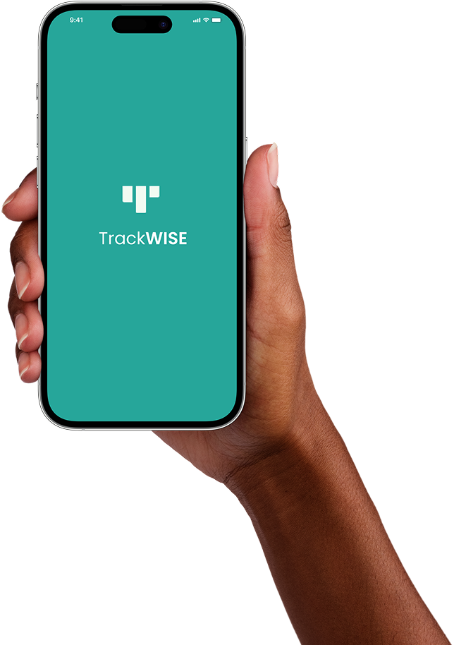 female hand holding up an iphone 14